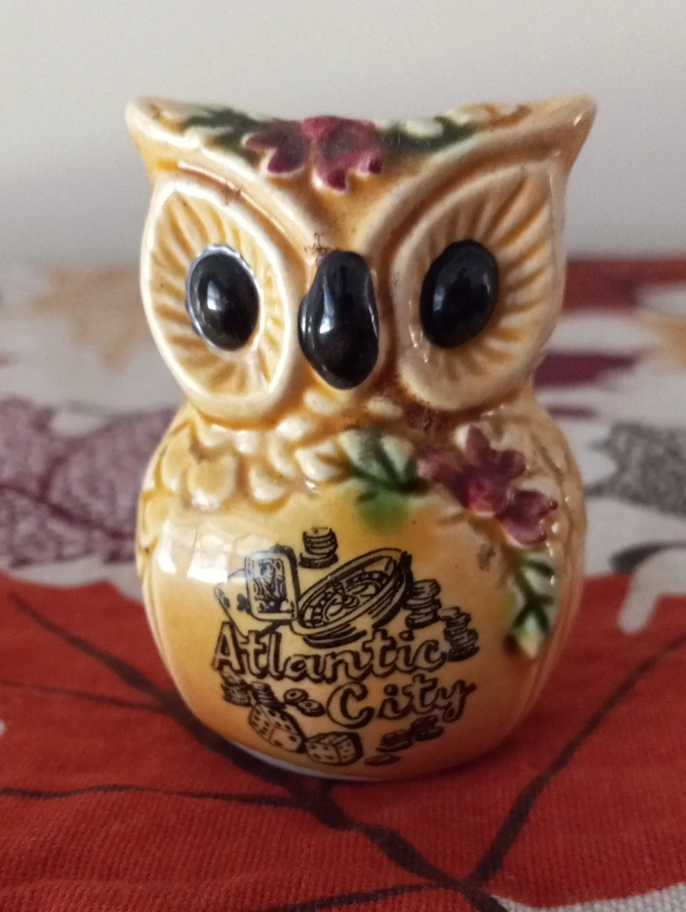 Vintage Atlantic City Ceramic Owl Souvenir Figurine Japan